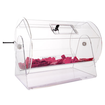 Akryl lotteritrumma, rymmer 10 000 lotter eller 300 lotteribollar, professionell lotterilottsnurrbur med 2 nycklar, transparent lotteridragning, lotteribiljettlåda för lotterispel Bing