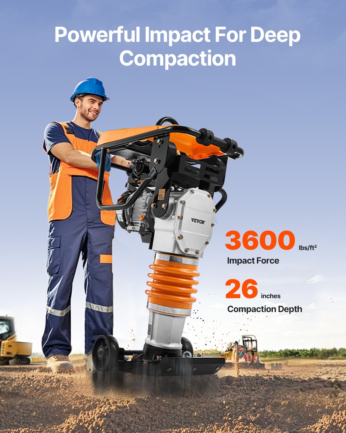 6.5 HP 196 cc Fuel Power Jumping jack Vibrating Stummer Sabotage Compactor