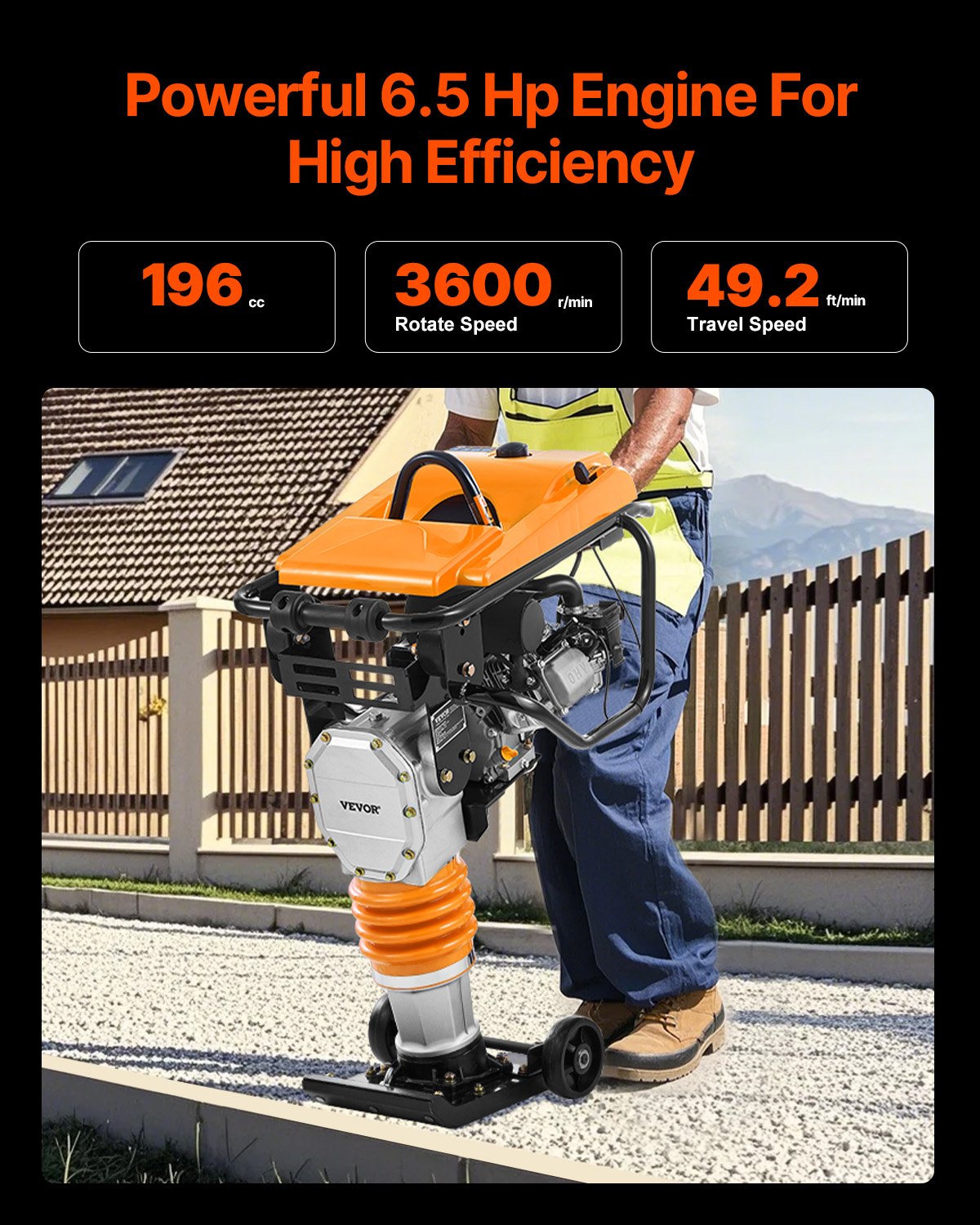 6.5 HP 196 cc Fuel Power Jumping jack Vibrating Stummer Sabotage Compactor