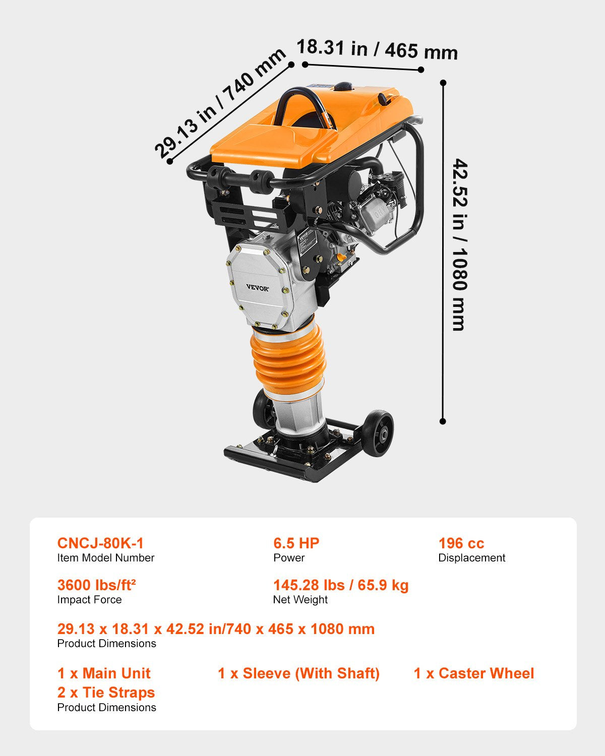 6.5 HP 196 cc Fuel Power Jumping jack Vibrating Stummer Sabotage Compactor