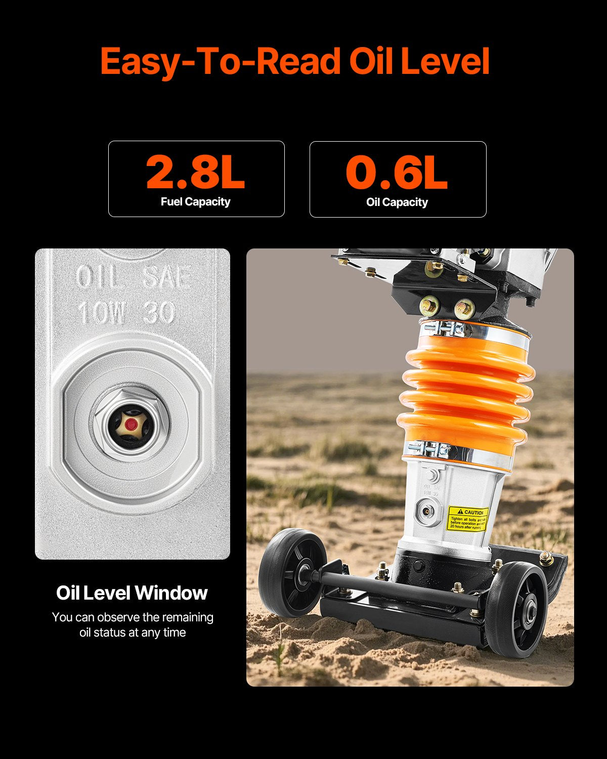 6.5 HP 196 cc four spring jump jack vibration stem ram compactor