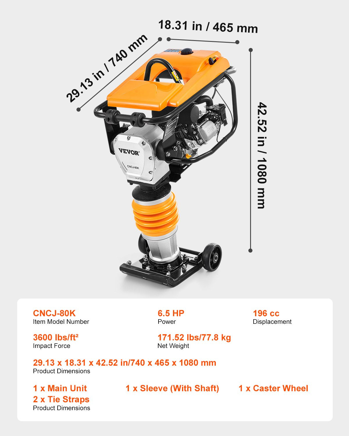 6.5 HP 196 cc four spring jump jack vibration stem ram compactor