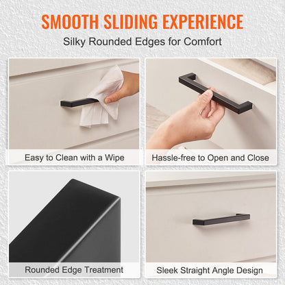 30er-Pack Schrankgriffe, 96 mm Mittenabstand, schmale quadratische Schubladengriffe für Küchenschränke, moderne Türgriffe aus Edelstahl für Küchen, Badezimmer, Bar, Hardware, Mattschwarz