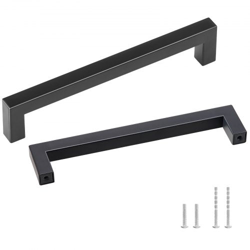 30 Pack Cabinet Pulls, 6.3 inch /160mm Center to Center Slim Square Kitchen Cabinet Drawer, Stainless Steel Modern Kitchen Cupboard Door Handles for Kitchen Bathroom Bar Hardware Matte Black