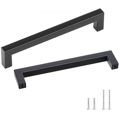 30 Pack Cabinet Pulls, 6.3 inch /160mm Center to Center Slim Square Kitchen Cabinet Drawer, Stainless Steel Modern Kitchen Cupboard Door Handles for Kitchen Bathroom Bar Hardware Matte Black