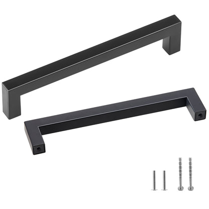 30er-Pack Schrankgriffe, 128 mm Mittenabstand, schmale quadratische Schubladengriffe für Küchenschränke, moderne Türgriffe für Küchenschränke aus Edelstahl für Küchen, Badezimmer, Bar, Hardware, Mattschwarz