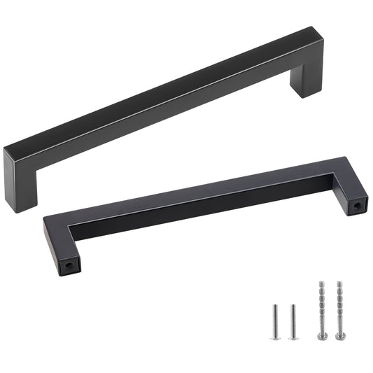 30er-Pack Schrankgriffe, 128 mm Mittenabstand, schmale quadratische Schubladengriffe für Küchenschränke, moderne Türgriffe für Küchenschränke aus Edelstahl für Küchen, Badezimmer, Bar, Hardware, Mattschwarz