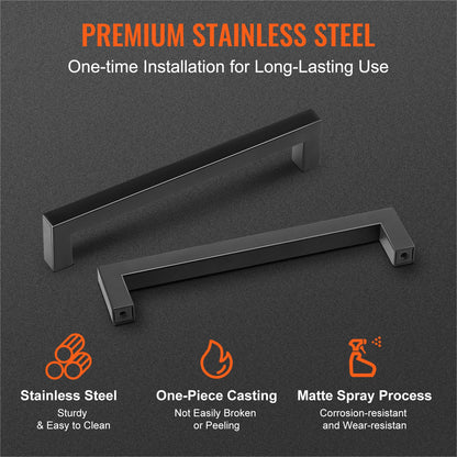 30 Pack Cabinet Pulls, 5.03in / 128mm Center to Center Slim Square Kitchen Cabinet Drawer, Stainless Steel Modern Kitchen Cupboard Door Handles for Kitchen Bathroom Bar Hardware Matte Black