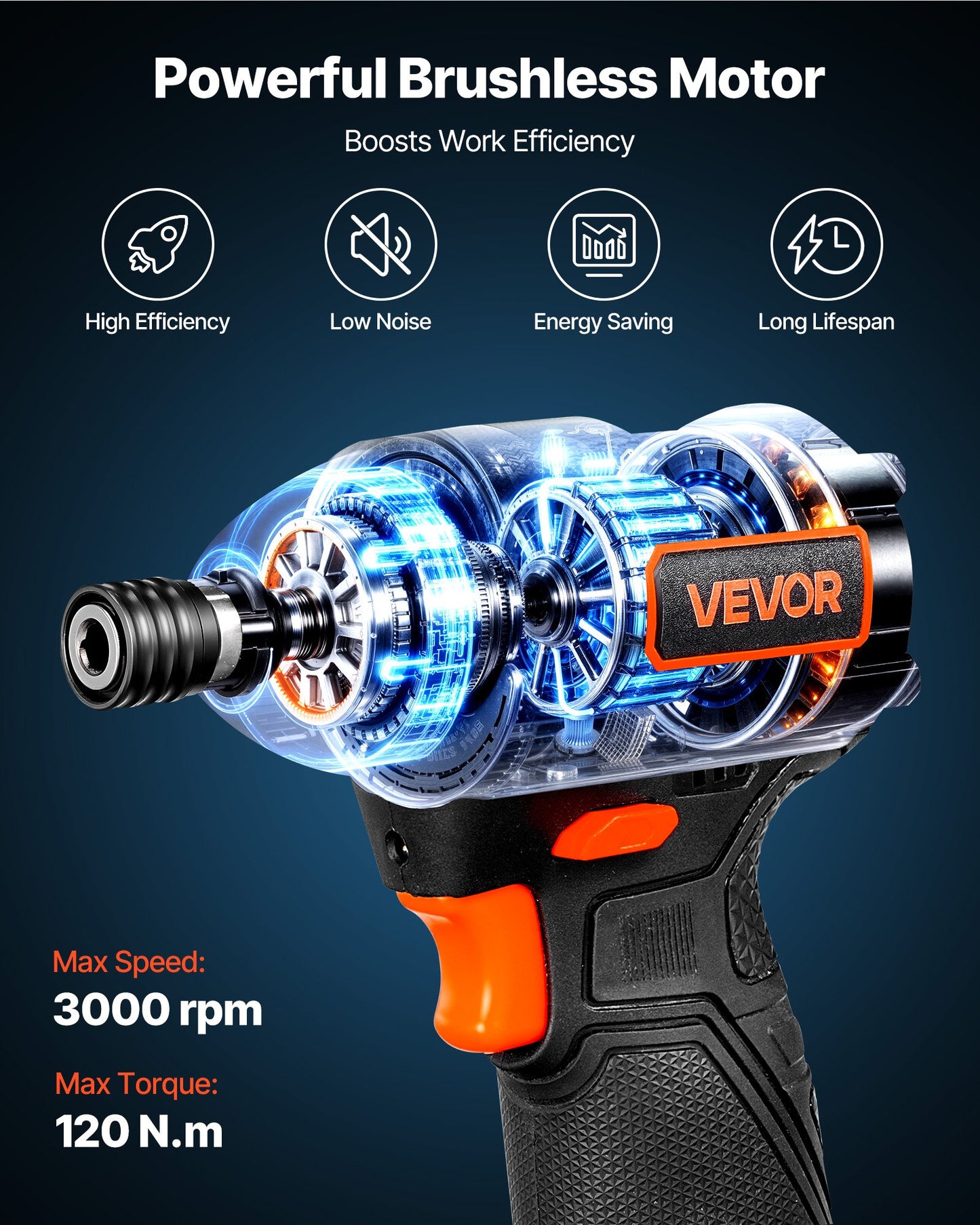 Impact Driver, 1/4 Inch, 3000 RPM Max Speed, 12 V Brushless Motor, Electric Cordless Impact Driver Kit with Battery and Charger, 20 Bits, LED Work Light, for Furniture, Electrical, Home Repairs