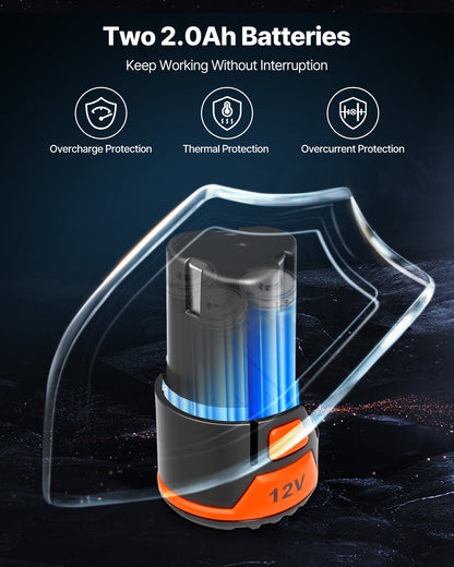 Impact Driver, 1/4 Inch, 3000 RPM Max Speed, 12 V Brushless Motor, Electric Cordless Impact Driver Kit with Battery and Charger, 20 Bits, LED Work Light, for Furniture, Electrical, Home Repairs