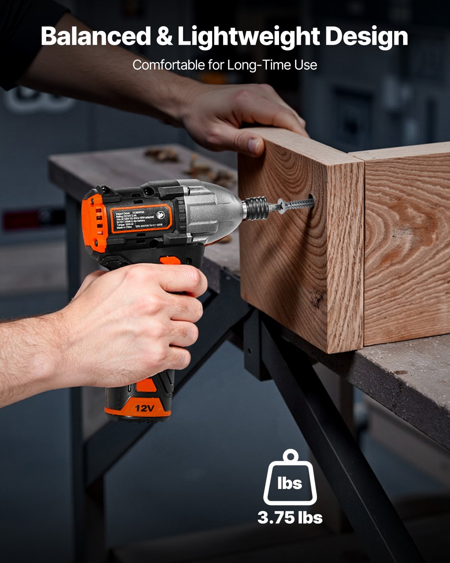 Impact Driver, 1/4 Inch, 3000 RPM Max Speed, 12 V Brushless Motor, Electric Cordless Impact Driver Kit with Battery and Charger, 20 Bits, LED Work Light, for Furniture, Electrical, Home Repairs