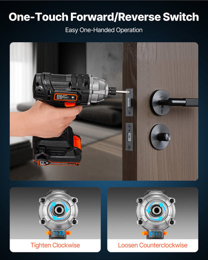 Impact Driver, 1/4 Inch, 2800 RPM Max Speed, 20 V Powerful Motor, Electric Cordless Impact Driver Kit with Battery and Charger, 10 Bits, LED Work Light, for Furniture, Electrical, Home Repairs