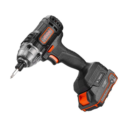 Impact Driver, 1/4 Inch, 2800 RPM Max Speed, 20 V Powerful Motor, Electric Cordless Impact Driver Kit with Battery and Charger, 10 Bits, LED Work Light, for Furniture, Electrical, Home Repairs