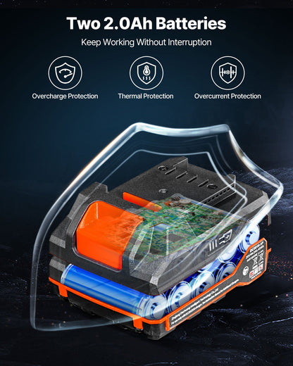 Impact Driver, 1/4 Inch, 2800 RPM Max Speed, 20 V Brushless Motor, Electric Cordless Impact Driver Kit with Battery and Charger, 20 Bits, LED Work Light, for Furniture, Electrical, Home Repairs