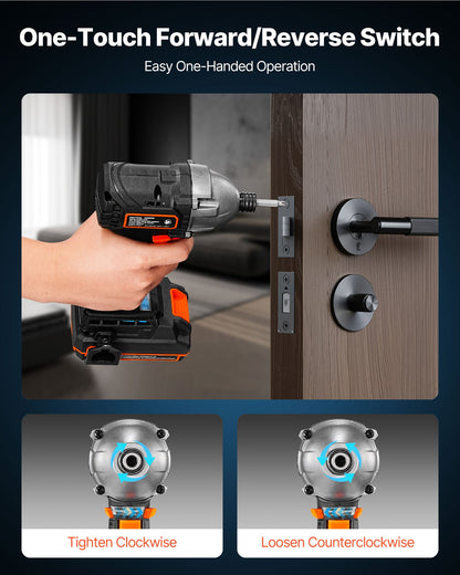 Impact Driver, 1/4 Inch, 2800 RPM Max Speed, 20 V Brushless Motor, Electric Cordless Impact Driver Kit with Battery and Charger, 20 Bits, LED Work Light, for Furniture, Electrical, Home Repairs