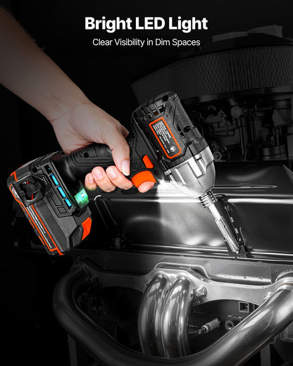 Impact Driver, 1/4 Inch, 2800 RPM Max Speed, 20 V Brushless Motor, Electric Cordless Impact Driver Kit with Battery and Charger, 20 Bits, LED Work Light, for Furniture, Electrical, Home Repairs