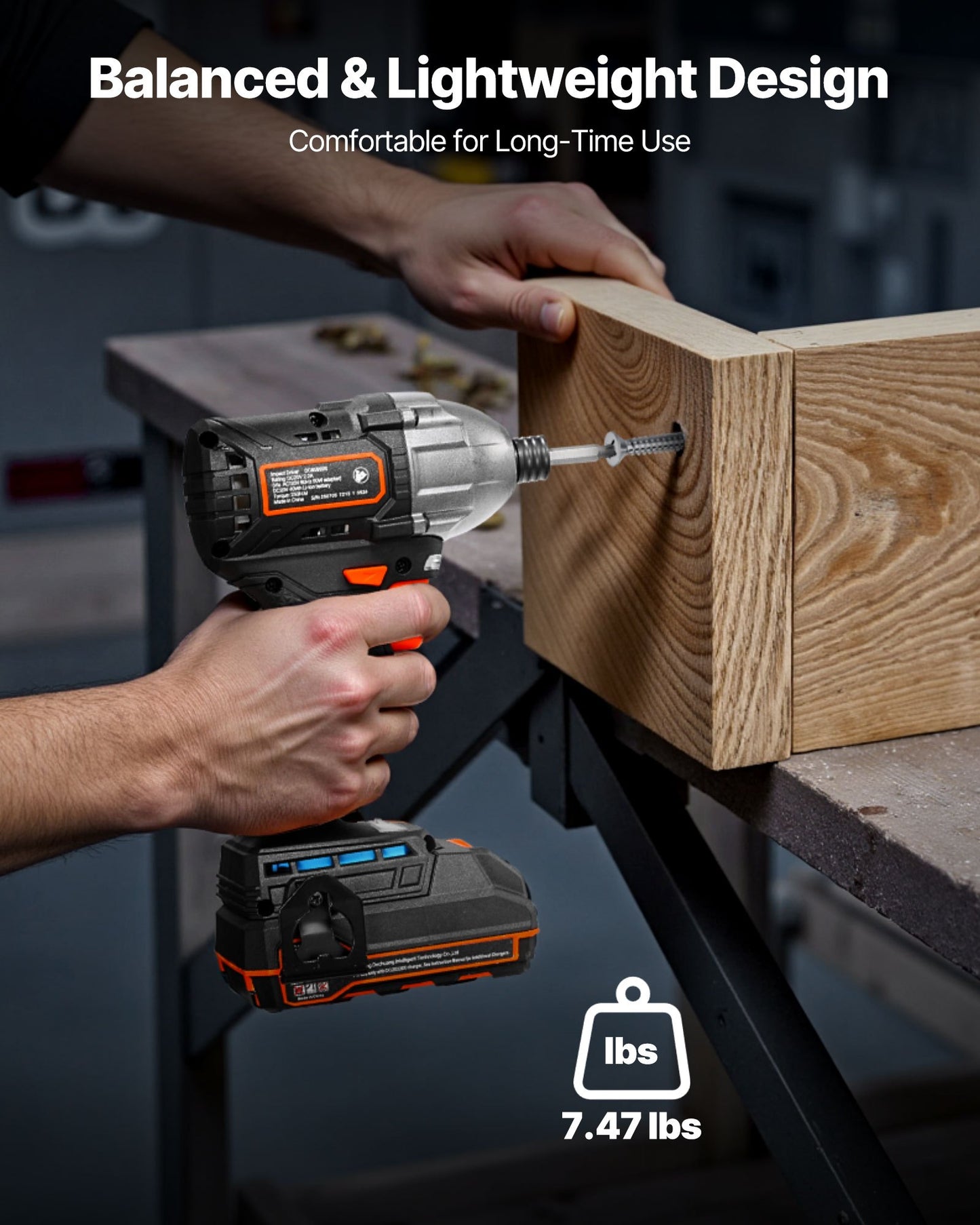 Impact Driver, 1/4 Inch, 2800 RPM Max Speed, 20 V Brushless Motor, Electric Cordless Impact Driver Kit with Battery and Charger, 20 Bits, LED Work Light, for Furniture, Electrical, Home Repairs