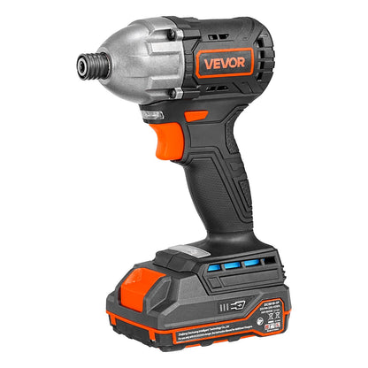 Impact Driver, 1/4 Inch, 2800 RPM Max Speed, 20 V Brushless Motor, Electric Cordless Impact Driver Kit with Battery and Charger, 20 Bits, LED Work Light, for Furniture, Electrical, Home Repairs