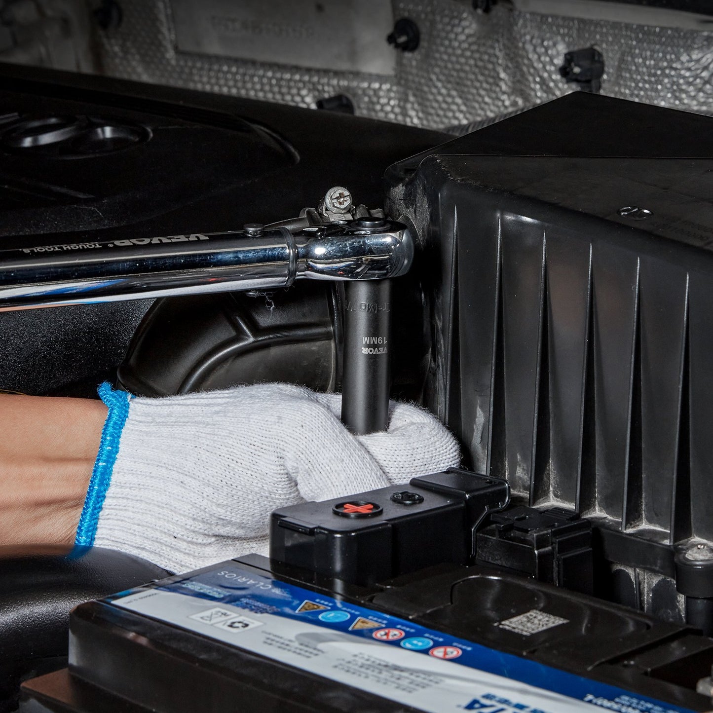 KFFKFF Impact Socket Set with 1/2" Drive, Comprising 23 Pieces in SAE (7/16" -1") & Metric Measurements, 6 Point Cr-V Alloy Steel, Ideal for Car Maintenance, Includes Ratchet Handle and Durable Storage Case