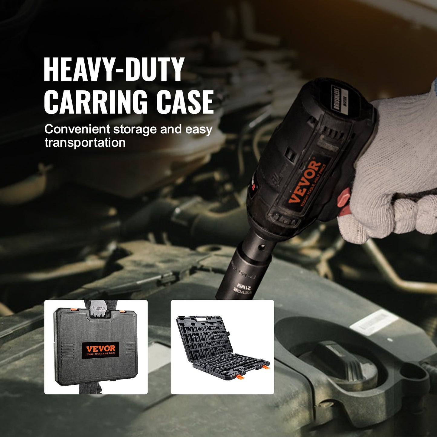 1/2"-Antriebs-Schlagsteckschlüsselsatz, 65-teiliger Steckschlüsselsatz SAE 3/8" bis 1-1/4" und metrisch 10-24 mm, 6-Punkt-Cr-V-Legierungsstahl für Autoreparaturen, leicht lesbare Größenmarkierungen, robuste Konstruktion, Aufbewahrungskoffer