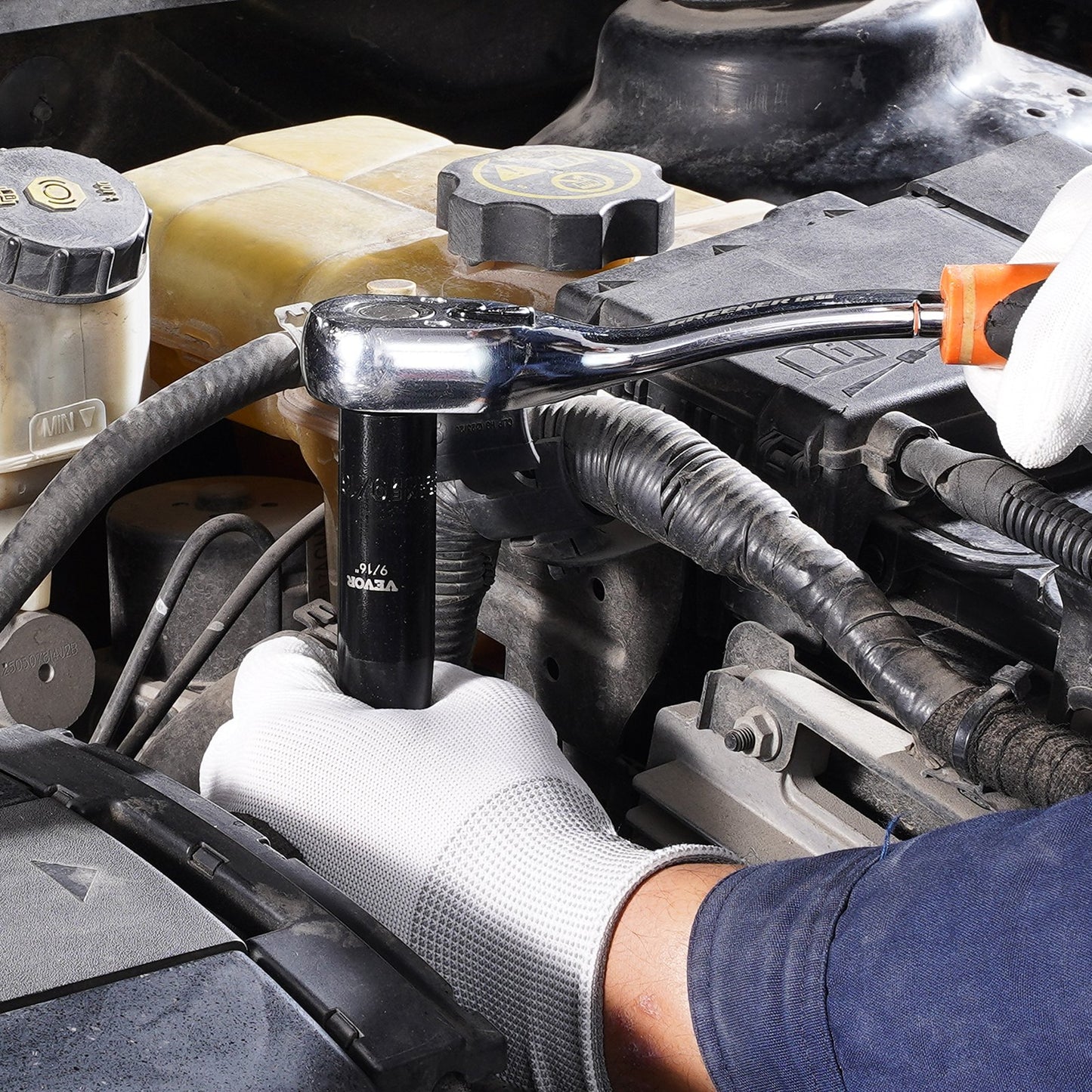 Impact Socket Set, 1/2" 19 Piece Impact Sockets, Deep Socket, 6-Point Sockets, 1/2 Inches Drive Socket Set Impact 3/8 inch - 1-1/2 inch, Cr-V Rugged Construction, with a Storage Cage