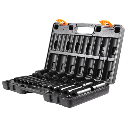 Impact Socket Set, 1/2" 19 Piece Impact Sockets, Deep Socket, 6-Point Sockets, 1/2 Inches Drive Socket Set Impact 3/8 inch - 1-1/2 inch, Cr-V Rugged Construction, with a Storage Cage