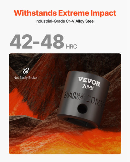 Impact Socket Set 1/2 Inches 26 Piece Impact Sockets, Shallow Socket, 6-Point Sockets, Rugged Construction, CR-V, 1/2 Inches Drive Socket Set Impact Metric 10mm - 36mm, with a Storage Cage