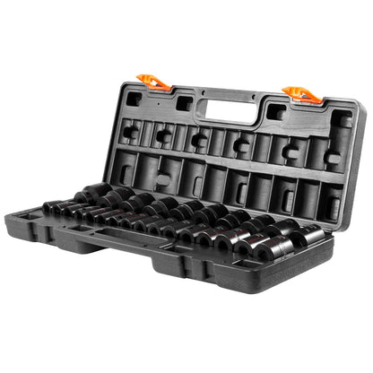 Impact Socket Set 1/2 Inches 26 Piece Impact Sockets, Shallow Socket, 6-Point Sockets, Rugged Construction, CR-V, 1/2 Inches Drive Socket Set Impact Metric 10mm - 36mm, with a Storage Cage