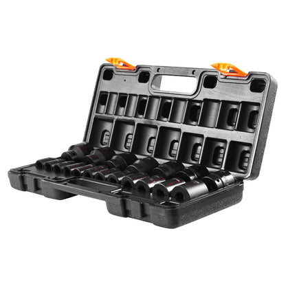 Impact Socket Set 1/2 Inches 19 Piece Impact Sockets, Standard Socket Assortment, 1/2 Inches Drive Socket Set Impact Standard SAE (3/8 Inches to 1-1/2 Inches) 6-point Hex Sockets