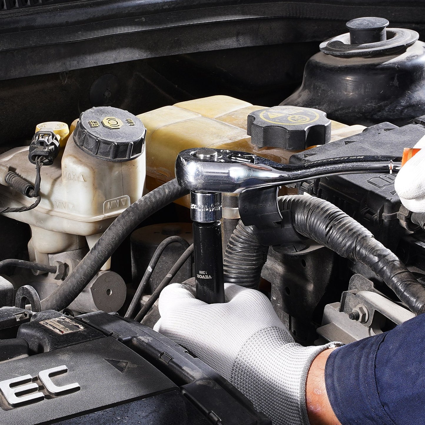 Impact Socket Set, 1/2" 26 Piece Impact Sockets, Deep Socket, 6-Point Sockets, 1/2 Inches Drive Socket Set Impact Metric 10mm - 36mm, Cr-V Rugged Construction, with a Storage Cage