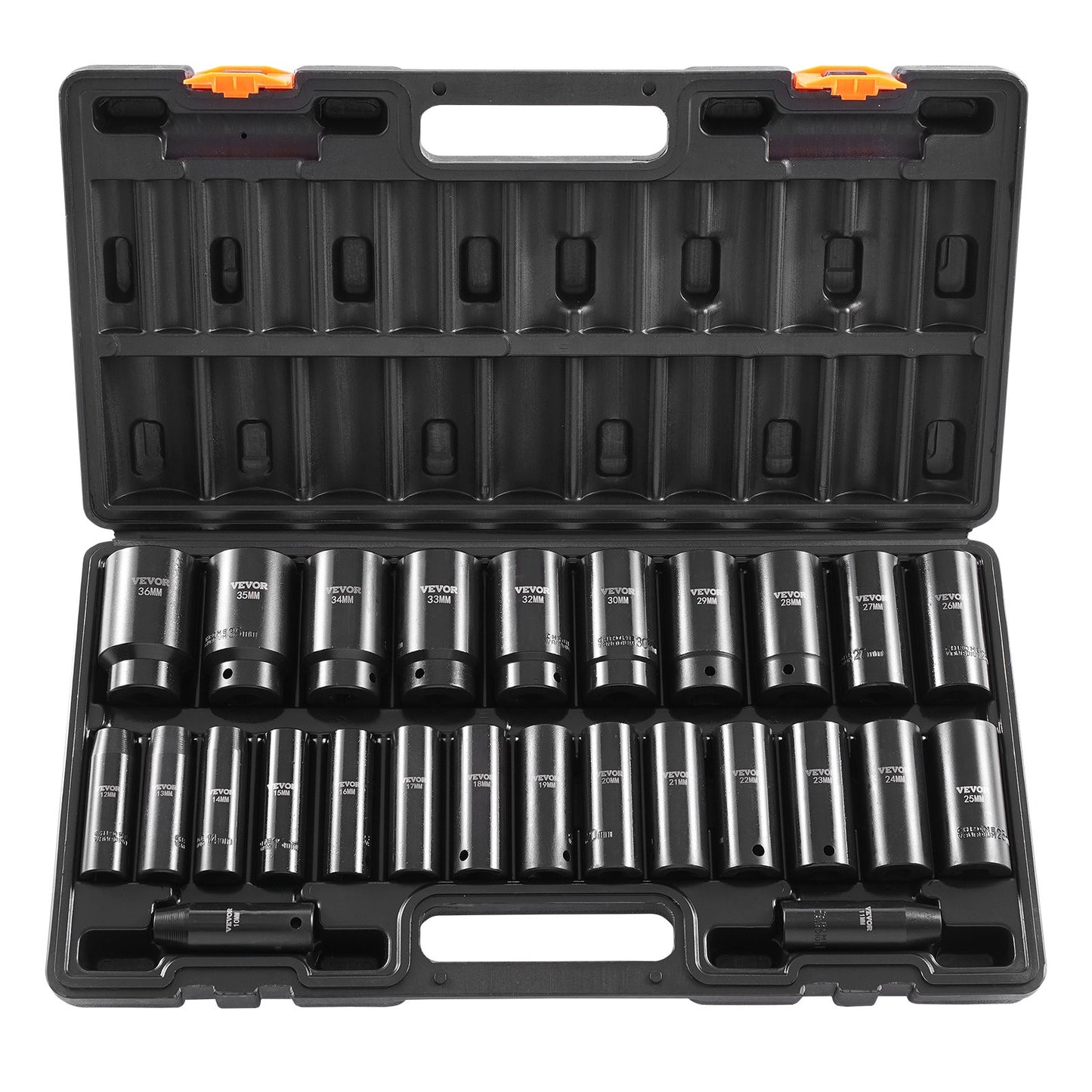 Impact Socket Set, 1/2" 26 Piece Impact Sockets, Deep Socket, 6-Point Sockets, 1/2 Inches Drive Socket Set Impact Metric 10mm - 36mm, Cr-V Rugged Construction, with a Storage Cage
