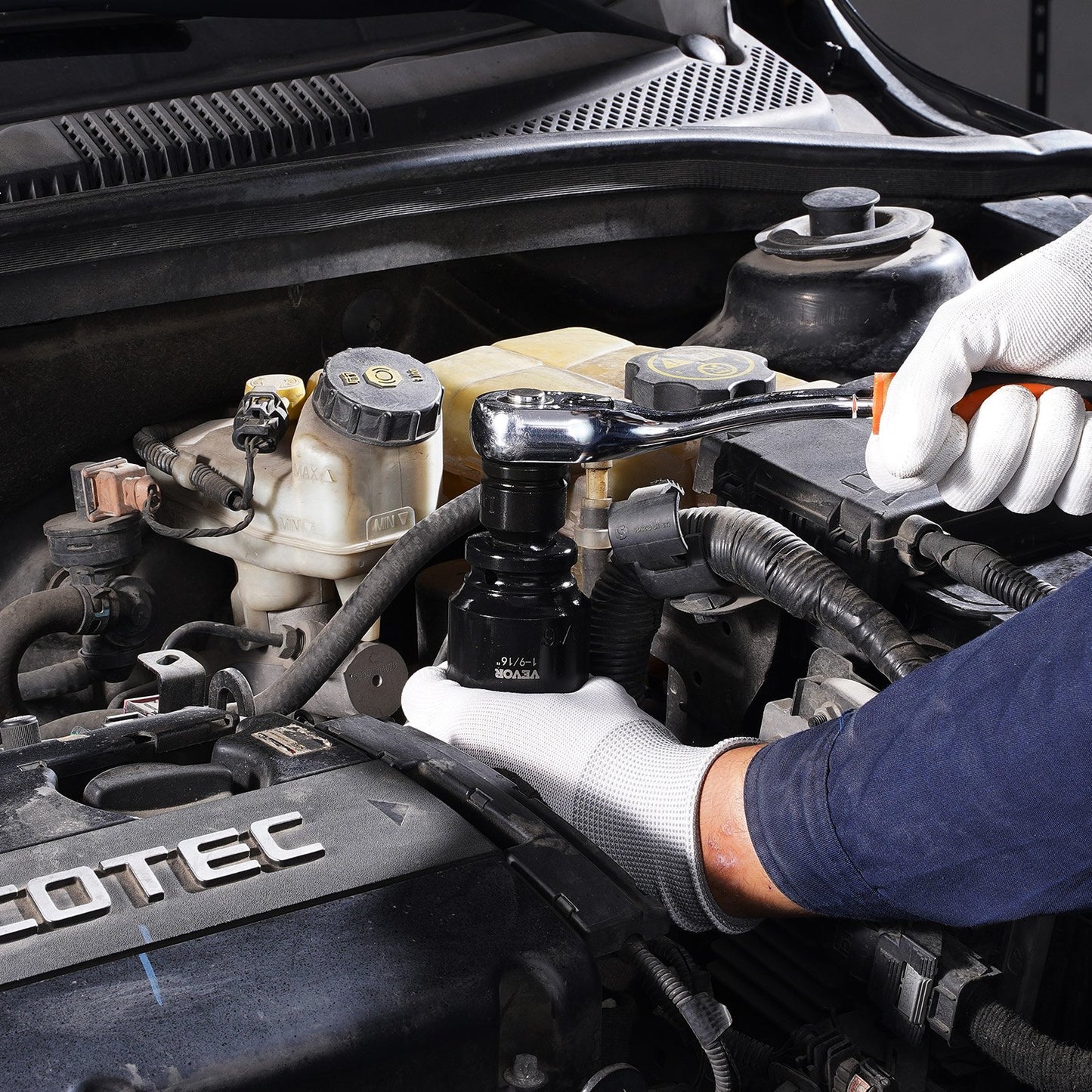 Impact Socket Set 3/4 Inches 29 Piece Impact Sockets, 6-Point Sockets, Rugged Construction, CR-M0, 3/4 Inches Drive Socket Set Impact SAE 3/4 inch - 2-1/2 inch, with a Storage Cage