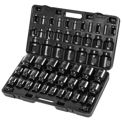 Impact Socket Set 3/4 Inches 29 Piece Impact Sockets, 6-Point Sockets, Rugged Construction, CR-M0, 3/4 Inches Drive Socket Set Impact SAE 3/4 inch - 2-1/2 inch, with a Storage Cage