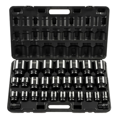 Impact Socket Set 3/4 Inches 29 Piece Impact Sockets, 6-Point Sockets, Rugged Construction, CR-M0, 3/4 Inches Drive Socket Set Impact SAE 3/4 inch - 2-1/2 inch, with a Storage Cage