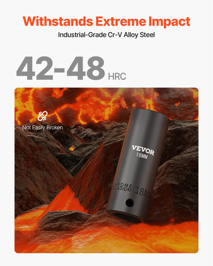 Impact Socket Set 1/2 Inches 43 Piece Impact Sockets, Standard Socket Assortment, 1/2 Inches Drive Socket Set 6-Point Sockets Metric 9-30mm (Standard/Deep)