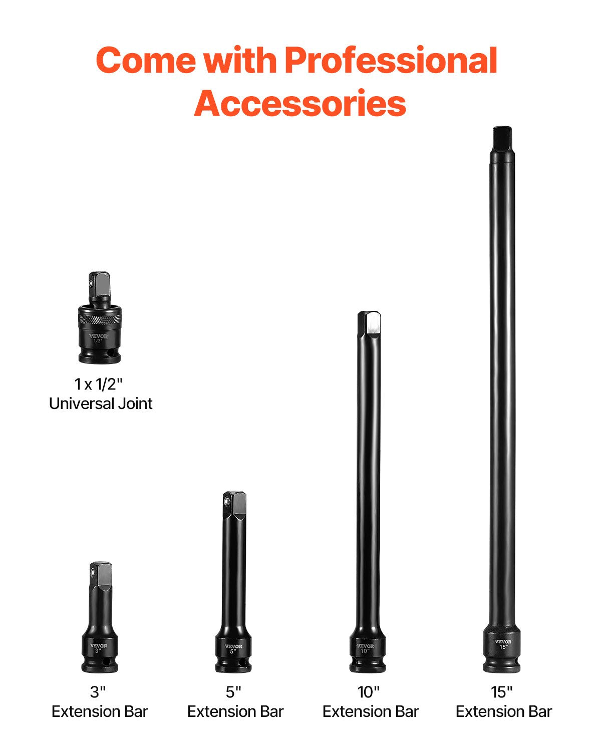 Impact Socket Set 1/2 Inches 43 Piece Impact Sockets, Standard Socket Assortment, 1/2 Inches Drive Socket Set 6-Point Sockets Metric 9-30mm (Standard/Deep)