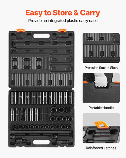 Impact Socket Set 1/2 Inches 43 Piece Impact Sockets, Standard Socket Assortment, 1/2 Inches Drive Socket Set 6-Point Sockets Metric 9-30mm (Standard/Deep)
