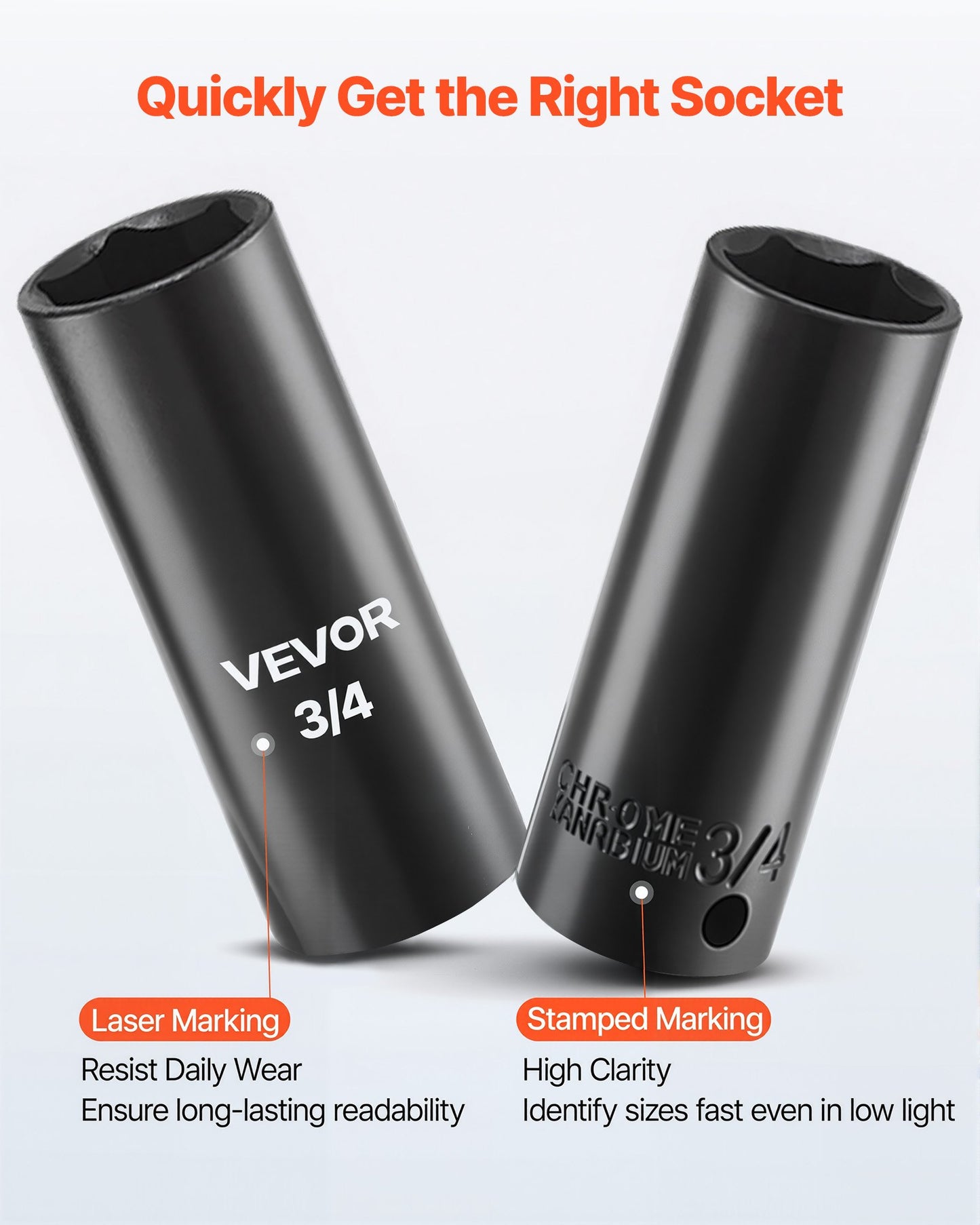 3/8 in Drive Impact Socket Set, 67 Piece, 6 Point Shallow & Deep Impact Sockets, SAE (5/16 in to 3/4 in) and Metric (8 mm to 19 mm), Swivel Sockets, Adapters, Cr-V & Cr-Mo Steel, Carrying Case