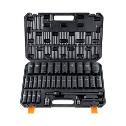 1/2" Drive Deep Impact Socket Set, 34pcs Socket Set Metric （8-36mm） 6 Point Cr-MO Alloy Steel for Auto Repair, Rugged Construction, Includes Heavy Duty Storage Case