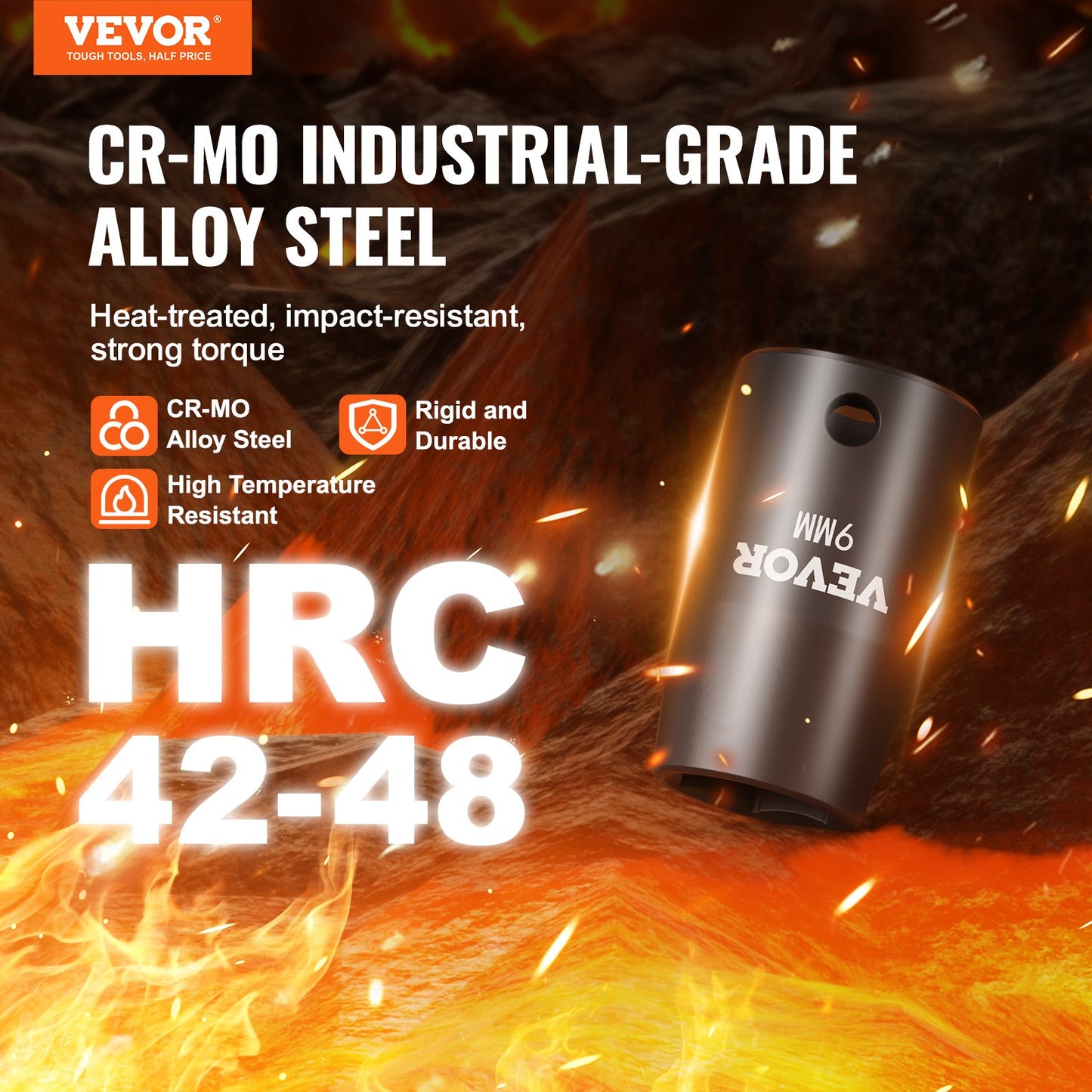 Impact Sockets Set 14st 6-Points 3/8in Drive Bit Ratchet Tool Kit Case