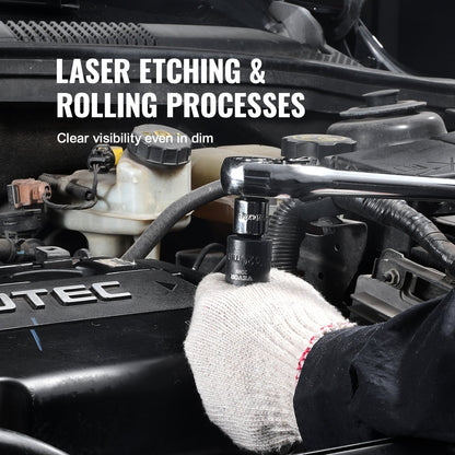 Impact Sockets Set 14st 6-Points 3/8in Drive Bit Ratchet Tool Kit Case