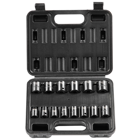 Impact Sockets Set 14st 6-Points 3/8in Drive Bit Ratchet Tool Kit Case