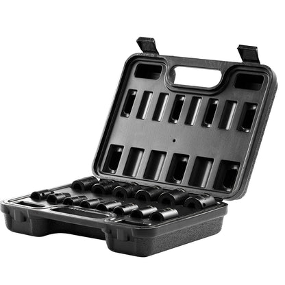 Impact Sockets Set 14st 6-Points 3/8in Drive Bit Ratchet Tool Kit Case