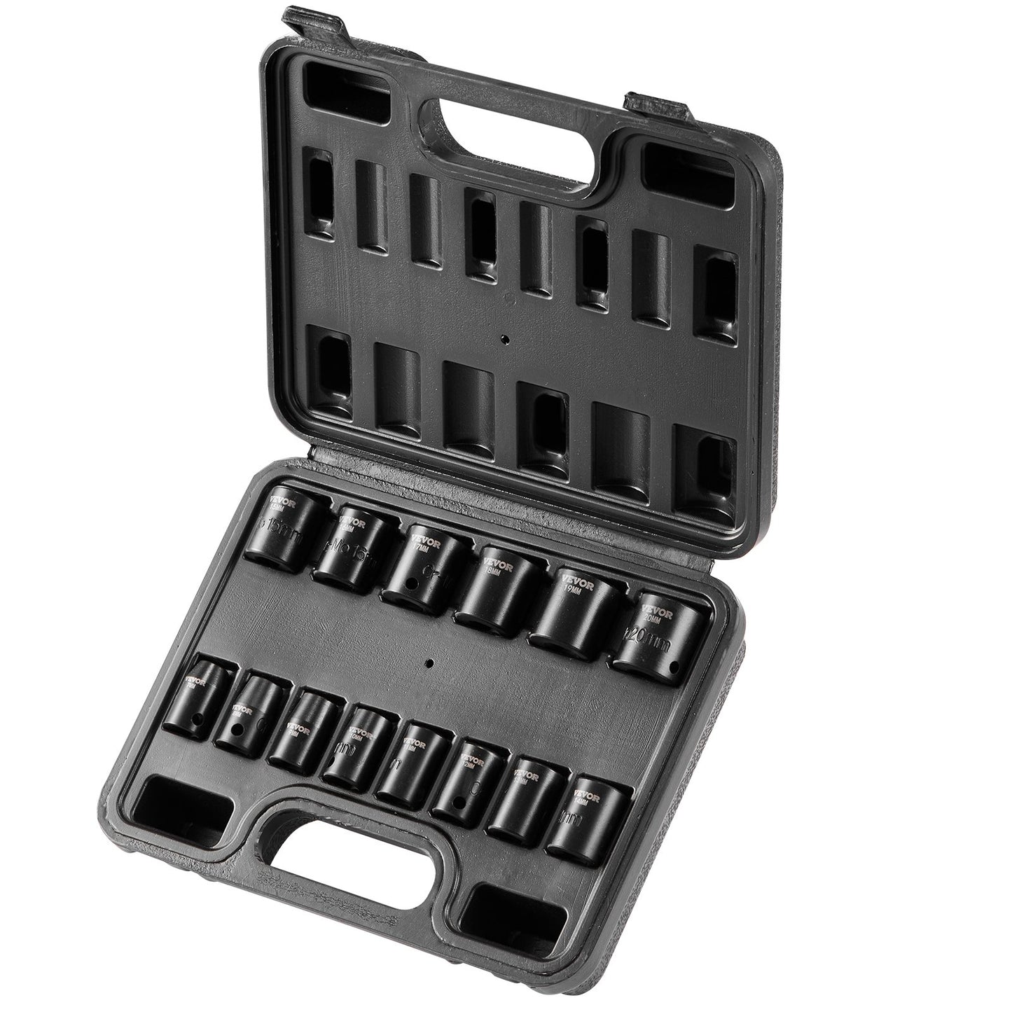 Impact Sockets Set 14st 6-Points 3/8in Drive Bit Ratchet Tool Kit Case