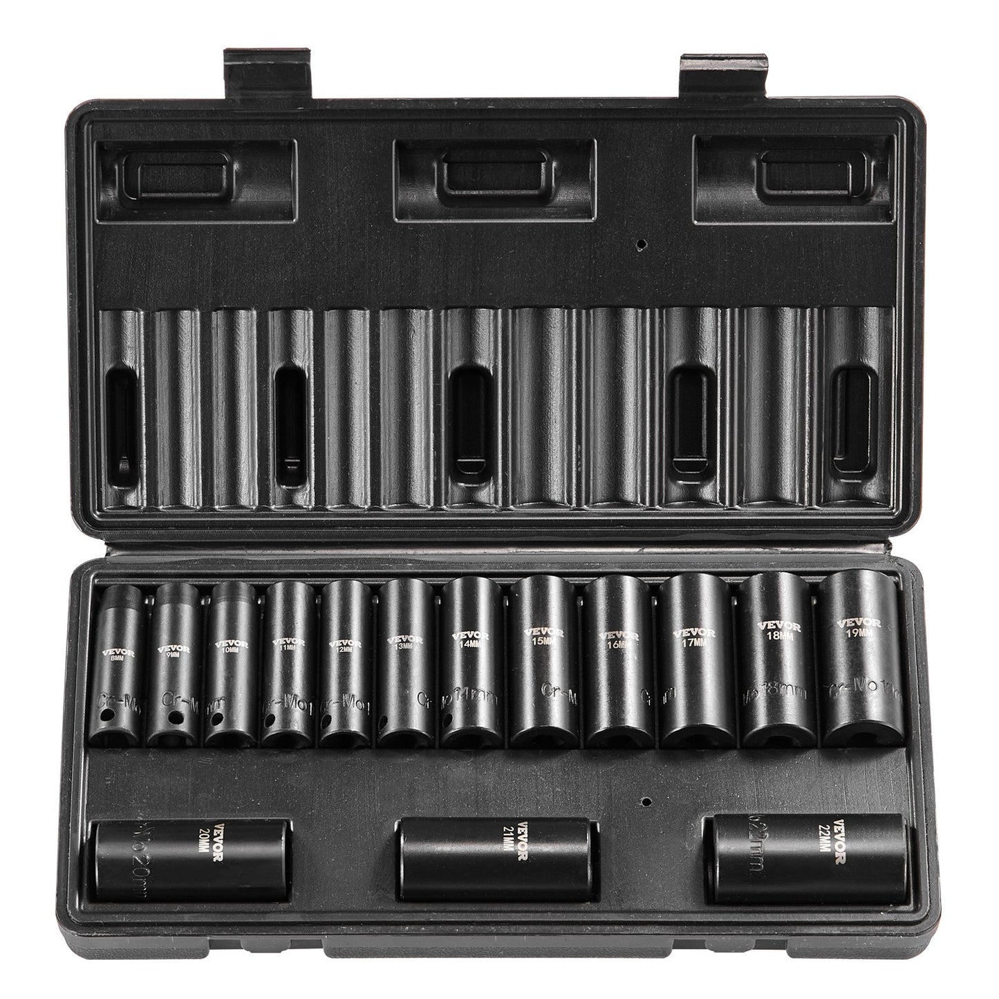 Impact Sockets Set 15st 6-Points 3/8in Drive Bit Ratchet Tool Kit Case