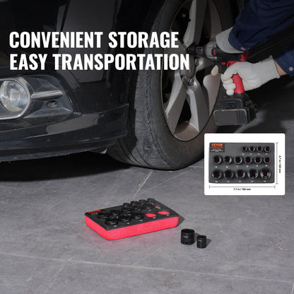 Schlagschrauber-Set, 15-teilig, 6-Punkt-Bits, 3/8-Zoll-Antrieb, Ratschen-Werkzeugsatz, 10–24 mm