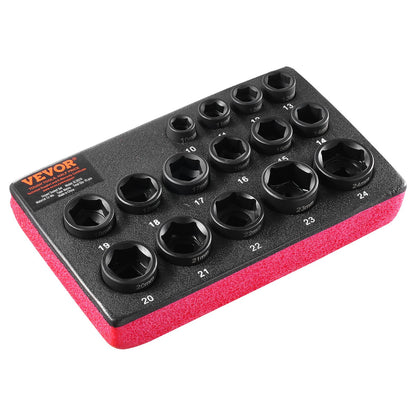 Schlagschrauber-Set, 15-teilig, 6-Punkt-Bits, 3/8-Zoll-Antrieb, Ratschen-Werkzeugsatz, 10–24 mm