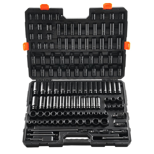 Impact Sockets Set 130PCS 6-Point 3/8" & 1/2" Drive Bit Ratchet Tool Kit