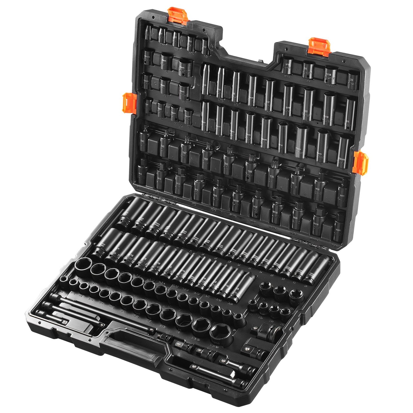 Impact Sockets Set 130PCS 6-Point 3/8" & 1/2" Drive Bit Ratchet Tool Kit