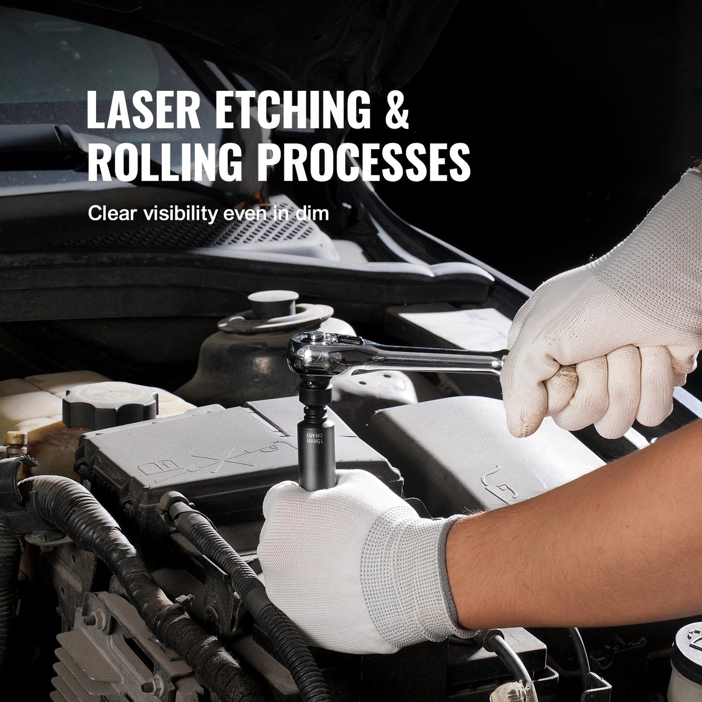 Impact Sockets Set 14PCS 6-Points 1/4" Deep Socket Set Metrisk 4-15mm Cr-Mo